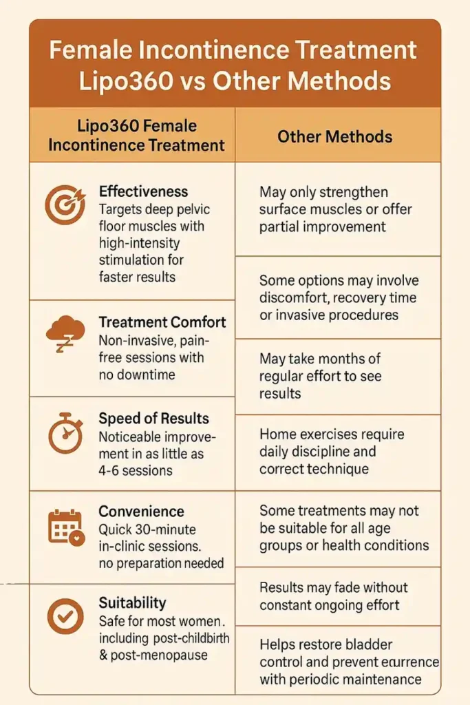 Comprehensive Guide To Female Incontinence Treatment Options 1 Table showing benefits of incontinence treatment Rickmansworth
