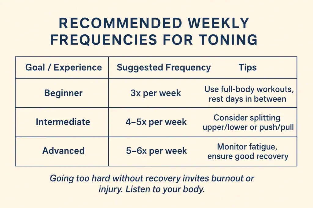 Achieving the Perfect Tone: How Often Should You Exercise for Results? 2 Graphic to show how often you should do exercise to help with toning Rickmansworth