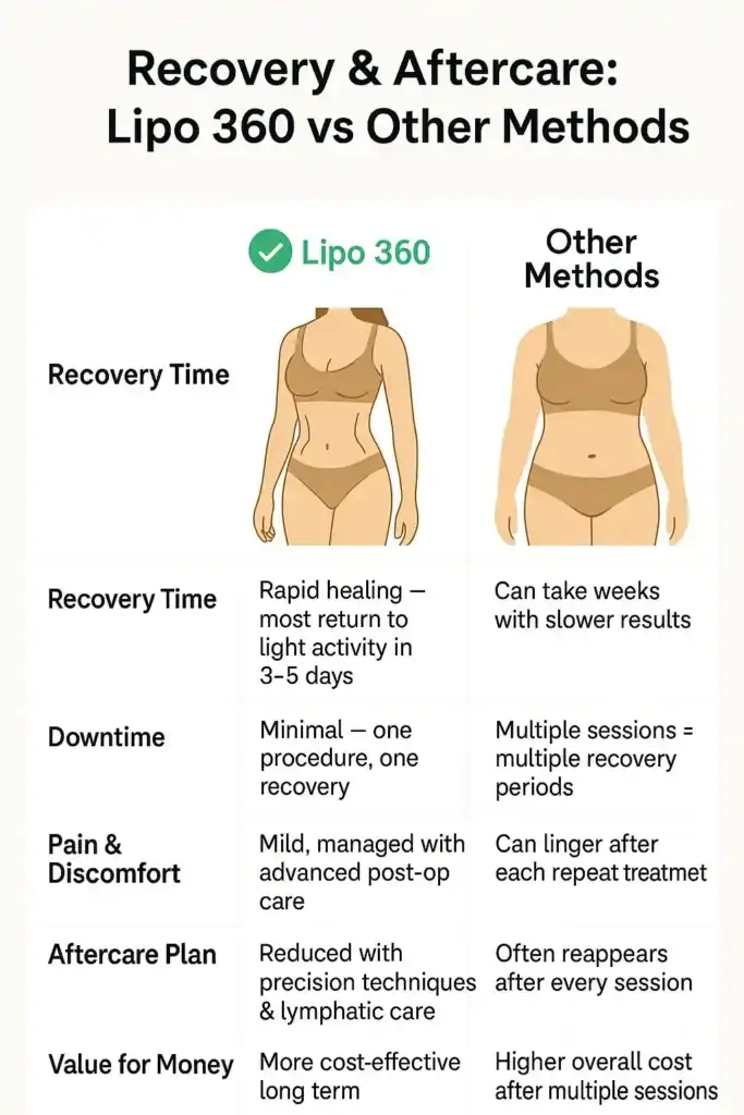 Recovery and Aftercare for Fat-Dissolving Surgery 2 Table to show fat dissolving injection aftercare Rickmansworth
