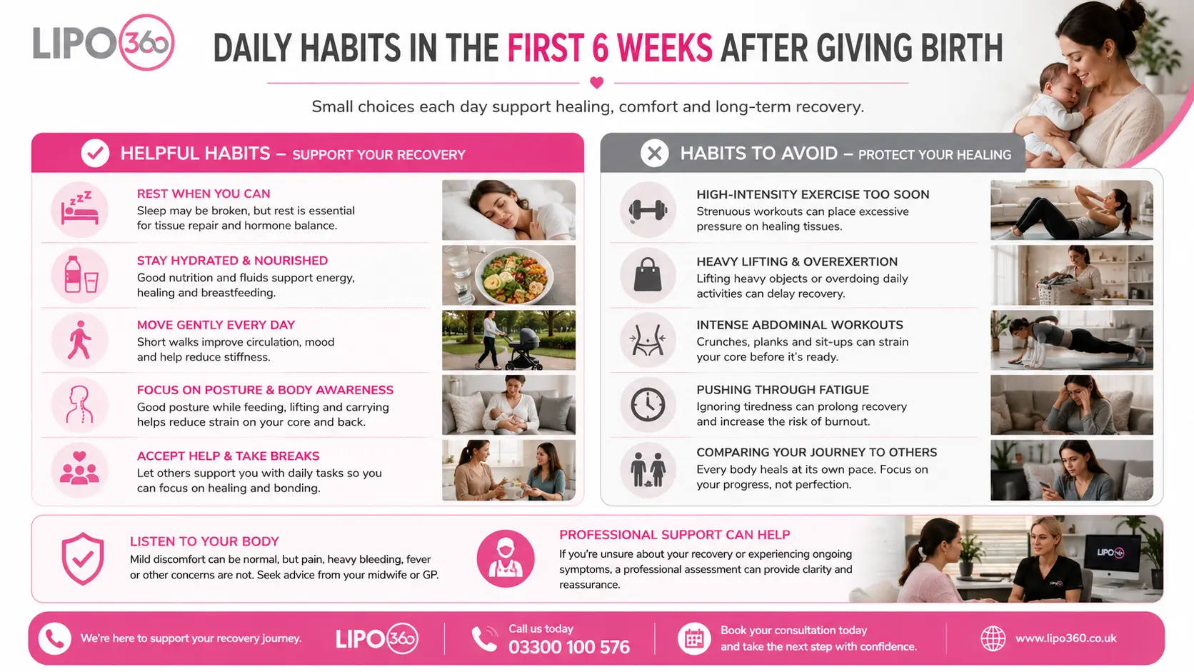 What to Do (and Avoid) in the First 6 Weeks After Giving Birth To Avoid Diastasis Recti 3 First 6 Weeks After Giving Birth To Avoid Diastasis Recti Rickmansworth : Daily Habits in the First 6 Weeks After Giving Birth